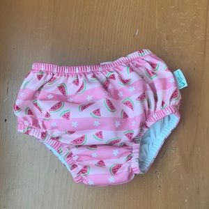 Green Sprouts reusable swim diaper watermelon stripe pattern. Size 12 months.